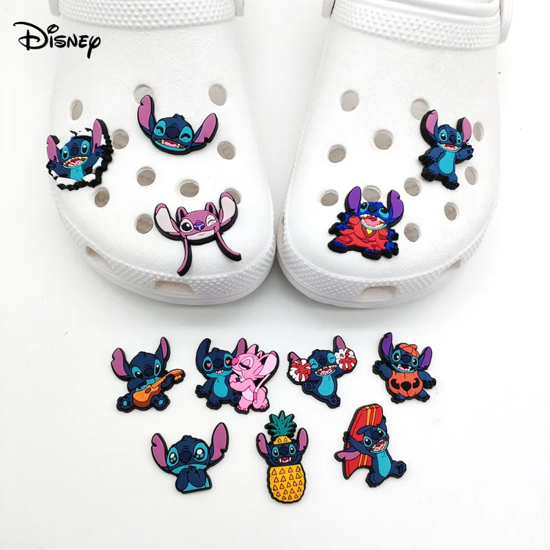 Disney Shoe Decoration Kawaii Stitch Shoe Flower Decoration Button Crocs Accessories DIY Sandals Clogs Accessories 1-22 pcs