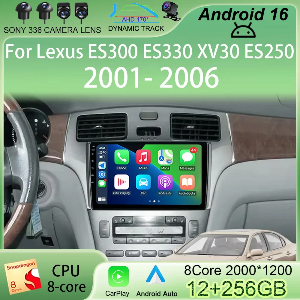 

Android 16 For Lexus ES300 ES330 XV30 ES250 2001-2006 Car Radio Auto Carplay Multimedia Video Player GPS Stereo 2Din 360 Camera
