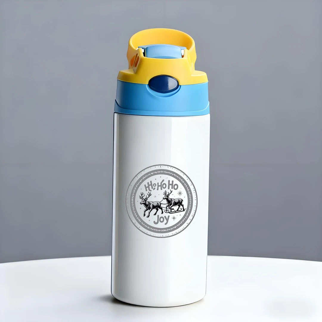 304 stainless steel thermal cup  cute reindeer Christmas theme  childrens straw cup Ho Ho Ho Joy Christmas gift Warm winter Hap