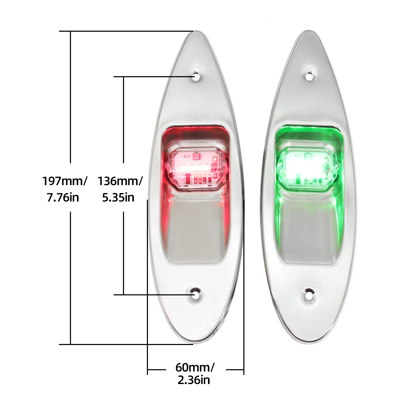 12V LED Navigation Light Marine Boat Signal Warning Waterproof Lamp Boat Side Bow Pontoons Light Corrosion Resistant Red & Green