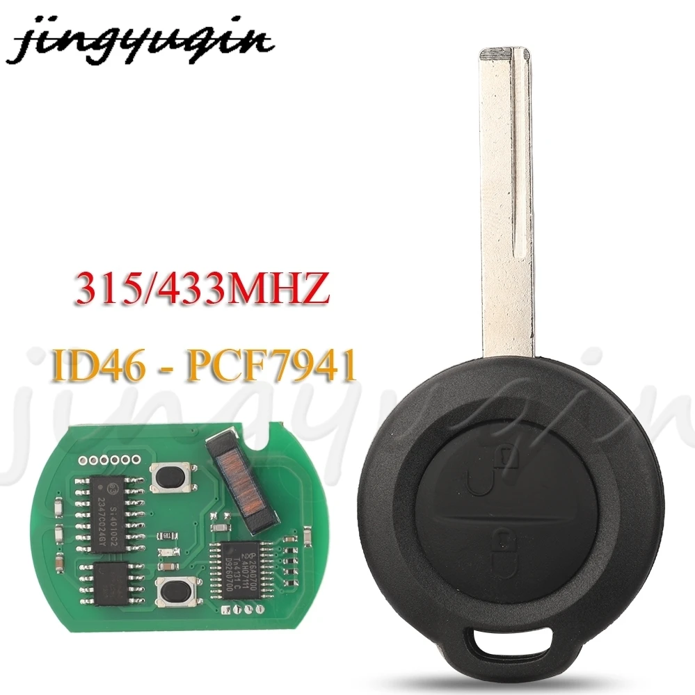 JYQ 2Buttons Remote Smart Car Key 315/433MHz ID46 PCF7941 For Mitsubishi Colt 2002-2012 Cabriolet 2006-2008 HU56 Blade