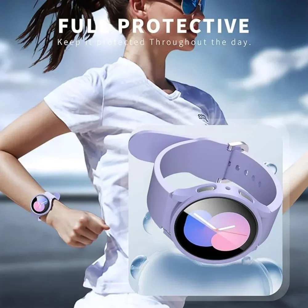 Case+Tempered Glass for Samsung Galaxy Watch 7 40mm 44mm Waterproof PC Matte Cover Protective Bumper Shell for Galaxy Watch 7