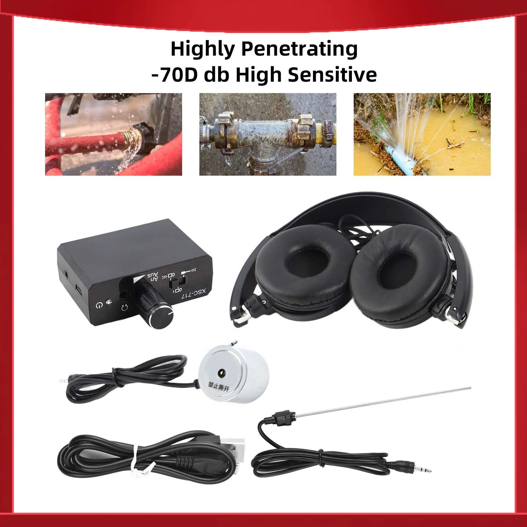 

Беспроводной детектор утечек воды, датчик утечек воды для строительных работ, монитор утечек подземных водопроводов, 20000-кратное аудиоусиление