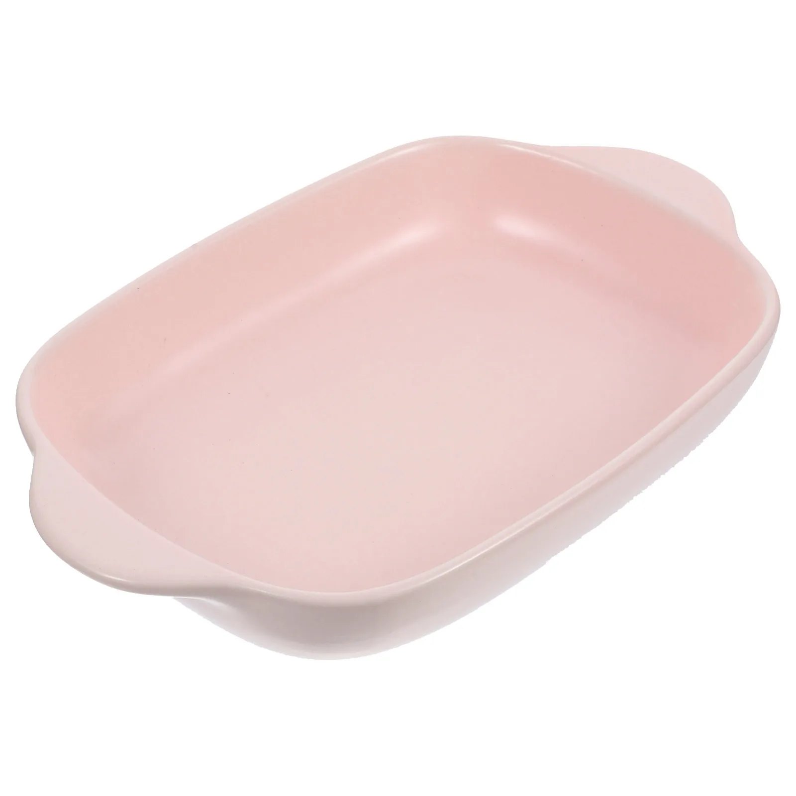 

1Pcs Ceramic Baking Tray Pink Handle Oven Microwave Freezer Safe Practical Baking Pan for Brownies Cookies Chicken Roast