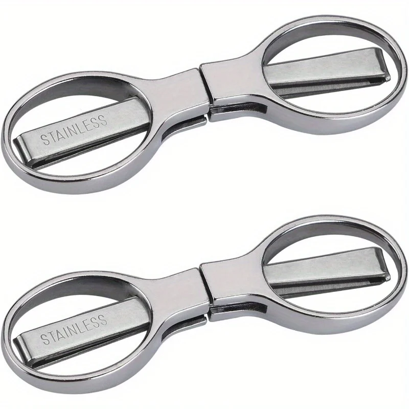 2Pcs Folding Scissors Portable Stainless Steel Telescopic Cutter Safety Foldable Pocket Badge Small Scissors for Home Office