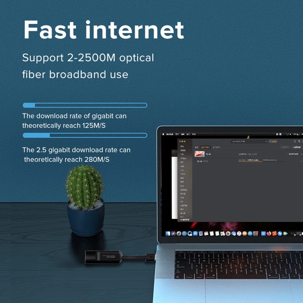 2.5Gbps USB3.0 Type C Ethernet Gigabit Adapter 2500Mbps USB 3.0 to RJ45 LAN Wired Network Card Converter for Win Mac Laptop PC