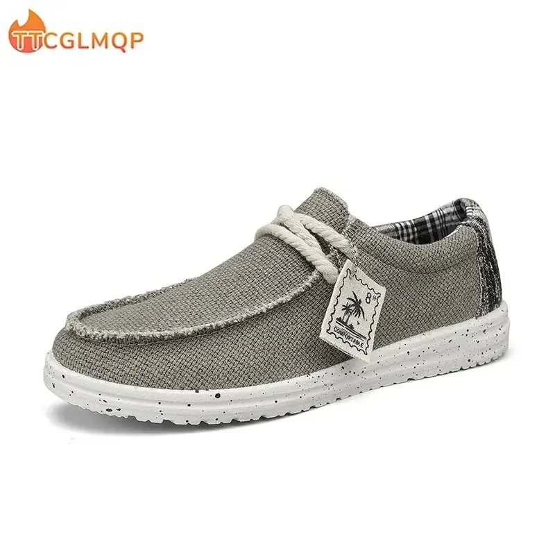 Men\'s Canvas Shoes Summer 2023 New Lightweight Breathable Soft Slip on Casual Shoes Fashion Beach Vacation Loafers Men Footwear