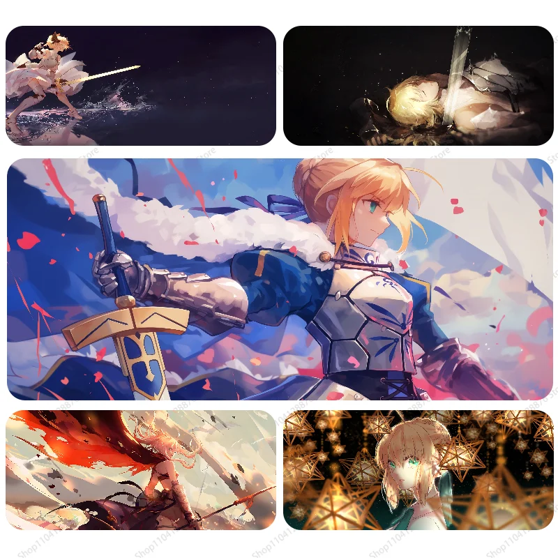 Anime Character Saber Mousepad Gaming Mouse pad Gamer Pc Accessories Deskmat Keyboard Mat Desk Protector Mause Pads