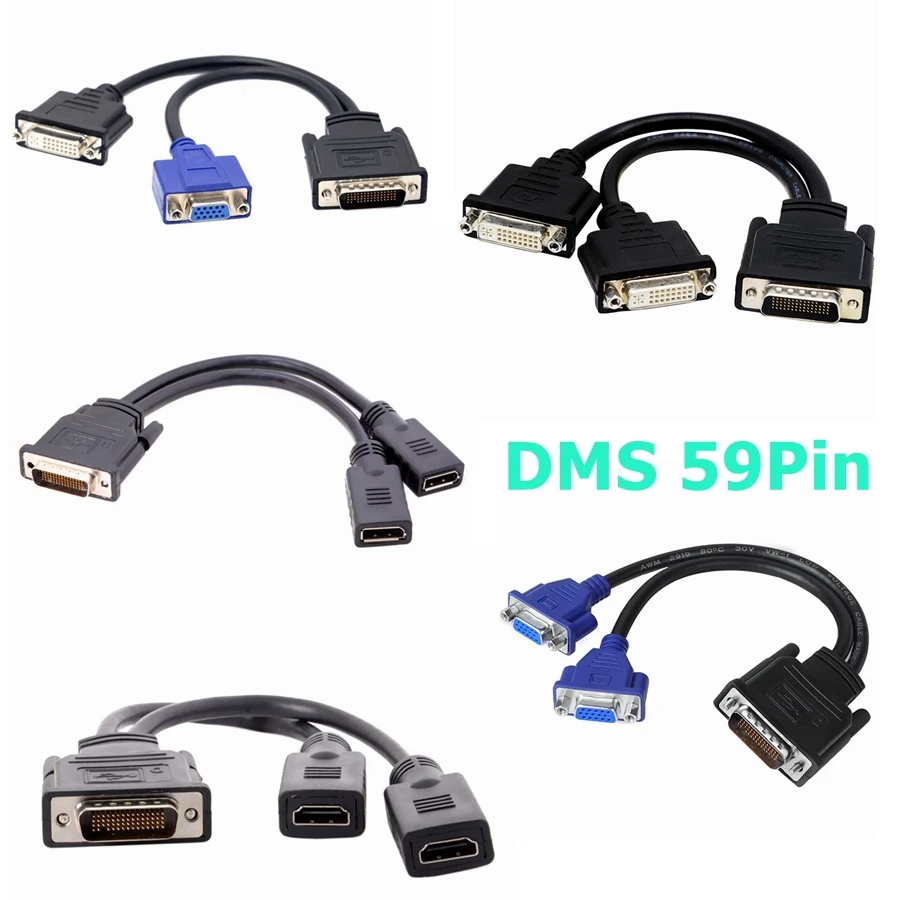 LFH DMS 59Pin Splitter Cable Male to 2 HDMI VGA DVI DP Female Extension Adapter For graphics card Computer TV monitor projector