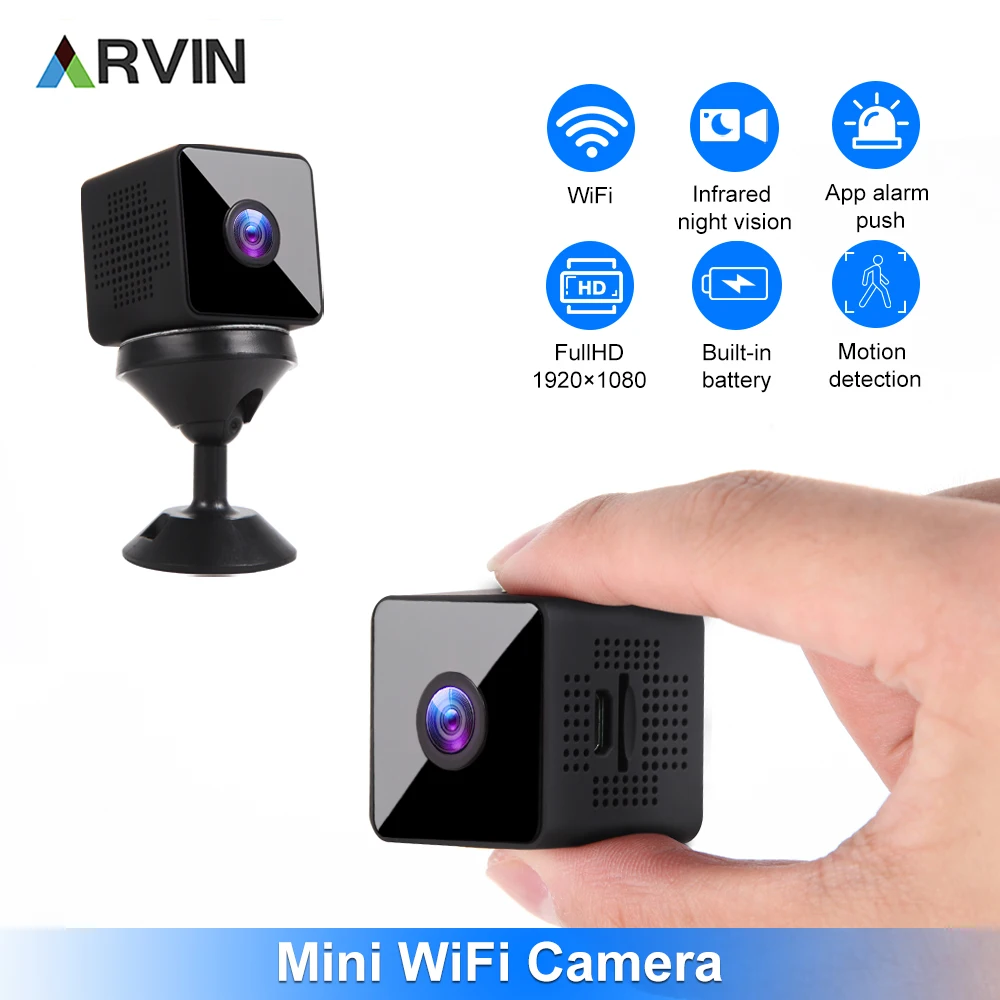 

ARVIN 1080P Mini Wifi Camera Night Vision Motion Detection Camcorders Remote Monitor Portable Wireless HD Video Recorder