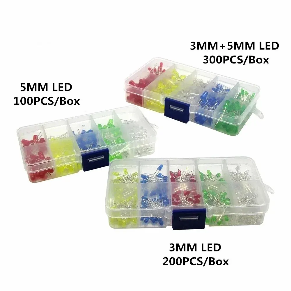 LED F3MM Red Yellow Blue Green White Combination LED Beads F5MM LED Mixed Sample Pack and Storage Box