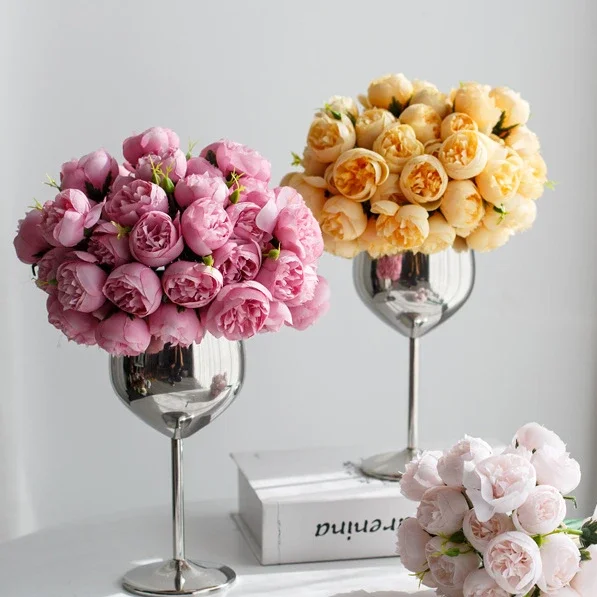 

Artificial Flowers Fake Peony Silk Flowers Bouquet Decor Faux Camellia Hydrangea Arrangements Wedding Table Centerpieces Decorat