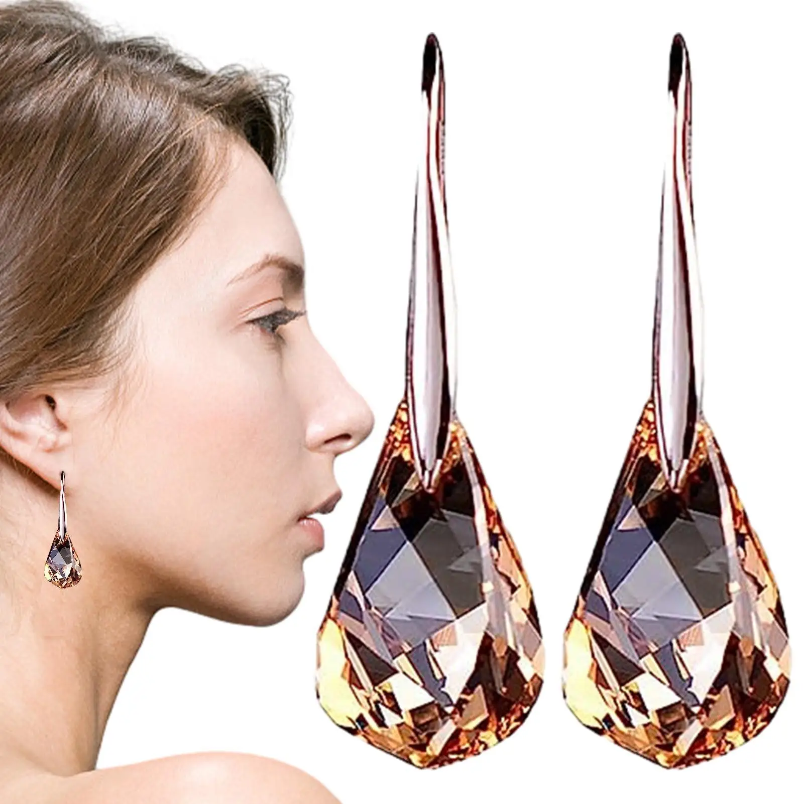 Lymphatic Earrings Slimming Magnetic Weight Loss Earrings Sparkly Rhinestone Dangle QuartzStone Lymphatic Drain Earrings