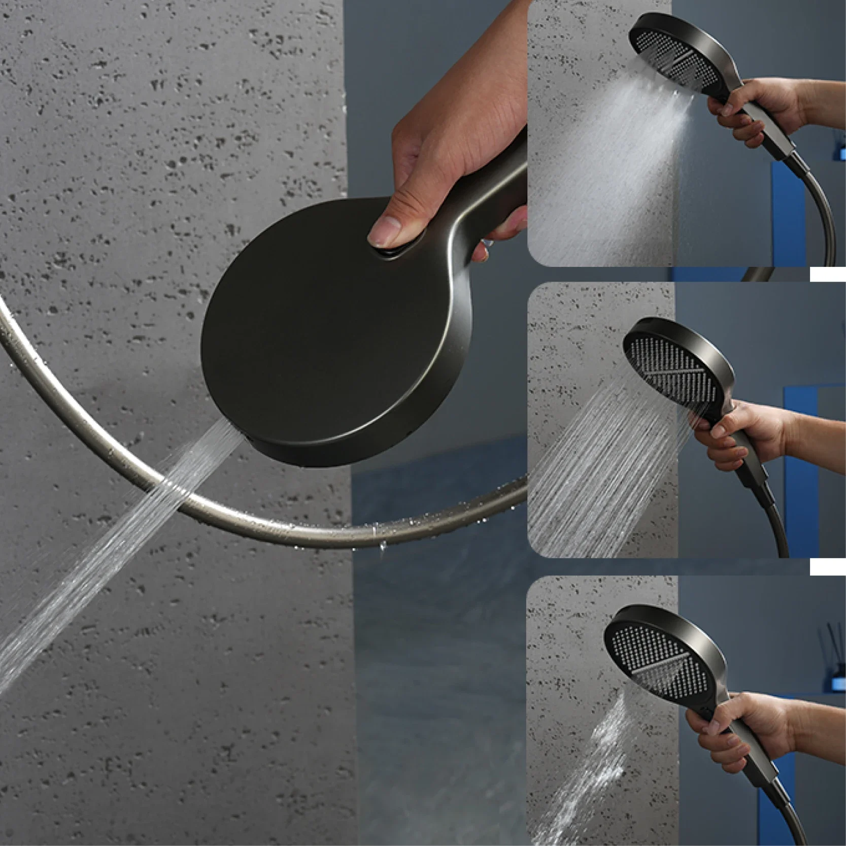 Luxury Bathroom Gunmetal Brass LED Temp Display Shower Sysetem Ceiling- Embedded 2 function Rainfall/waterfall Bath Fixtures