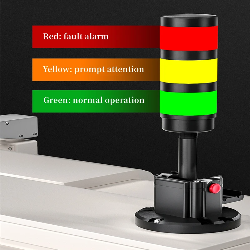 Black 24V Industrial Signal Tower Safety Stack Alarm Light Led Multilayer 90° Foldable Buzzer Caution Warning Lamp For Machines