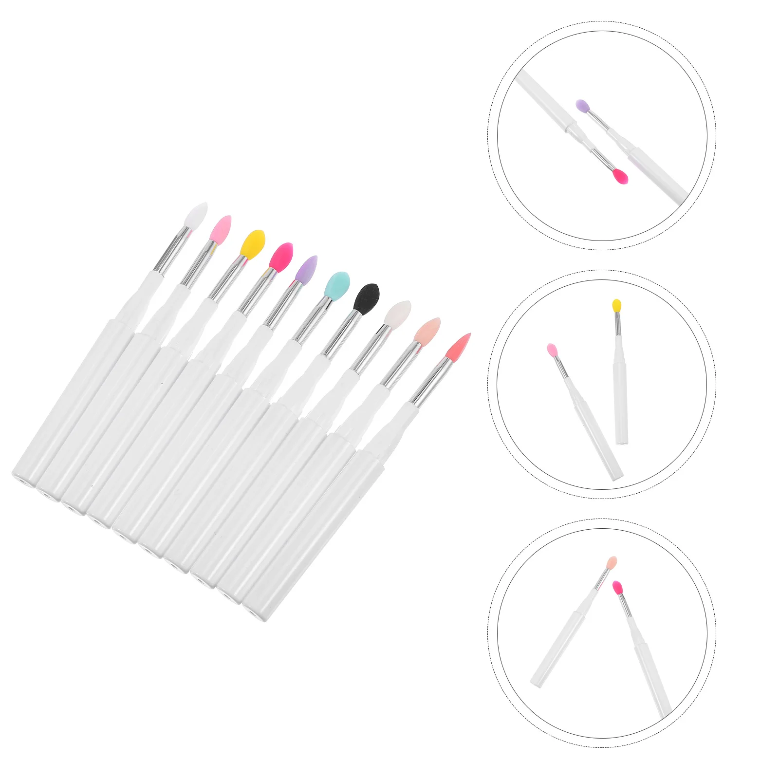 10pcs Silicone Lip Brush Compact Portable Eyeshadow Applicator Makeup Tool Suits Women Beauty Accessory Professional