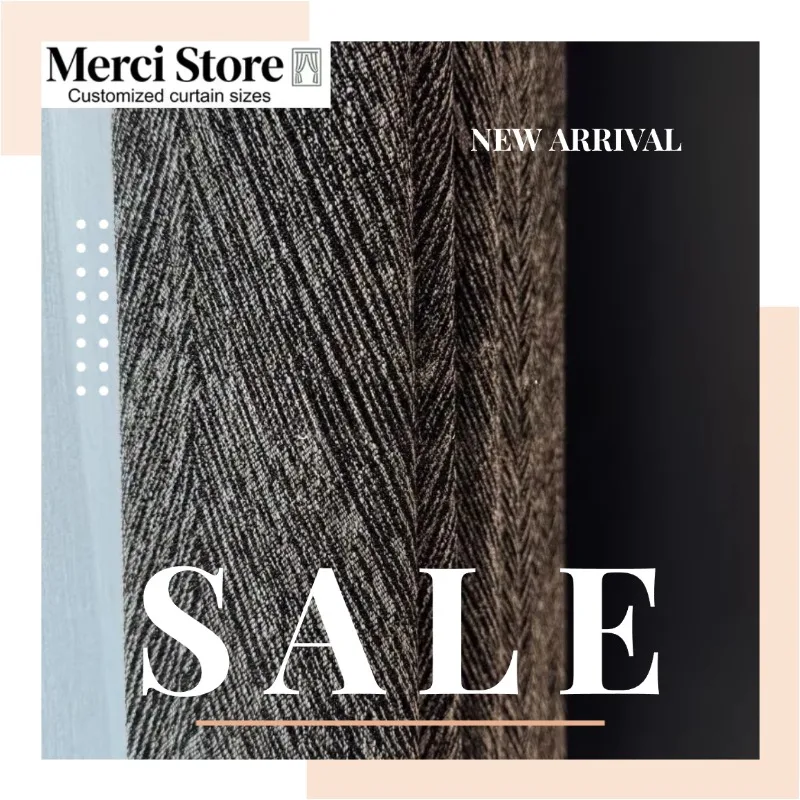 Black Truffle Italian Herringbone Pattern Black High-end Minimalist Light Luxury Retro Shading Curtains for Living Room Bedroom