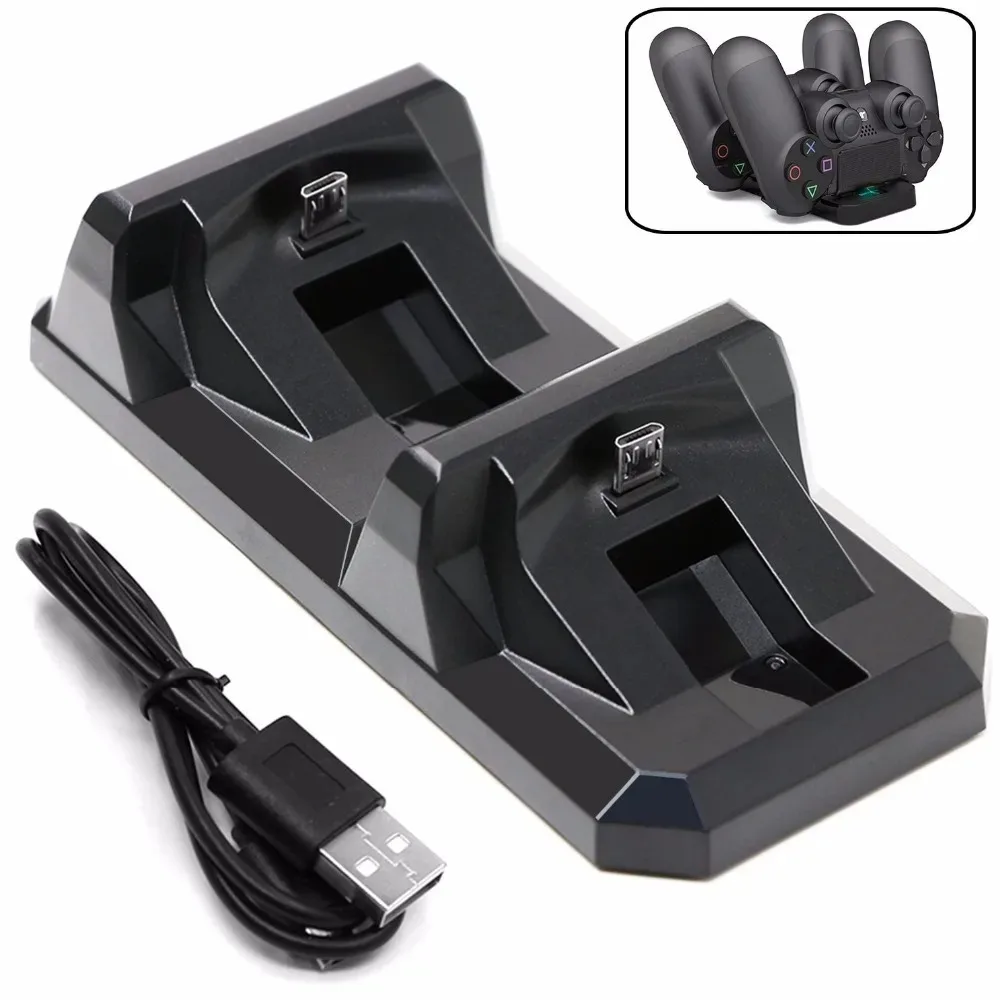 لوحدة تحكم PS4 USB شاحن مزدوج قاعدة شحن الألعاب حامل شاحن لسوني بلاي ستيشن 4 شاحن تحكم لوحة الألعاب اللاسلكية