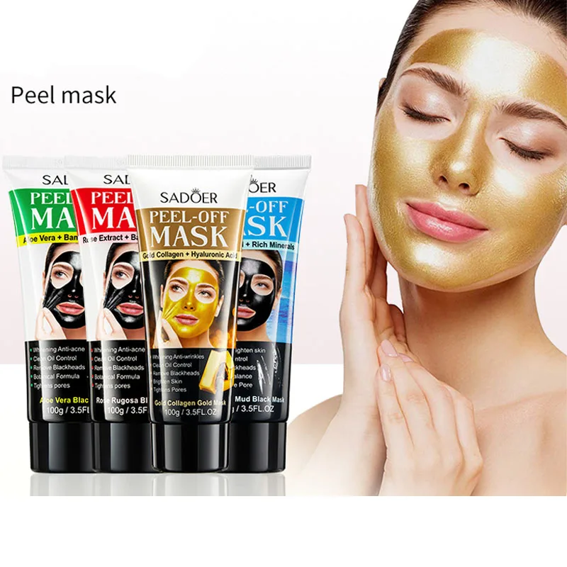 

100g Gold Peel-Off Mask Blackhead Removal Black Dots Acne Deep Cleansing Whitening Face Mask Tightens Pores Beauty Skin Care