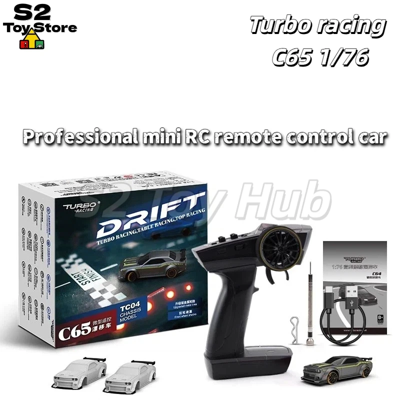 

Turbo Racing C65 1/76 Scale Mini RC Car Rear Drive Drift DG Hellcat With LED Lights Gyroscope Shock Absorber For Desktop