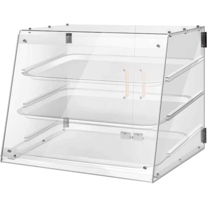 Vitrina de panadería comercial para encimera, 3 bandejas con puertas traseras, 21 "x 17 3/4" x 16 1/2"