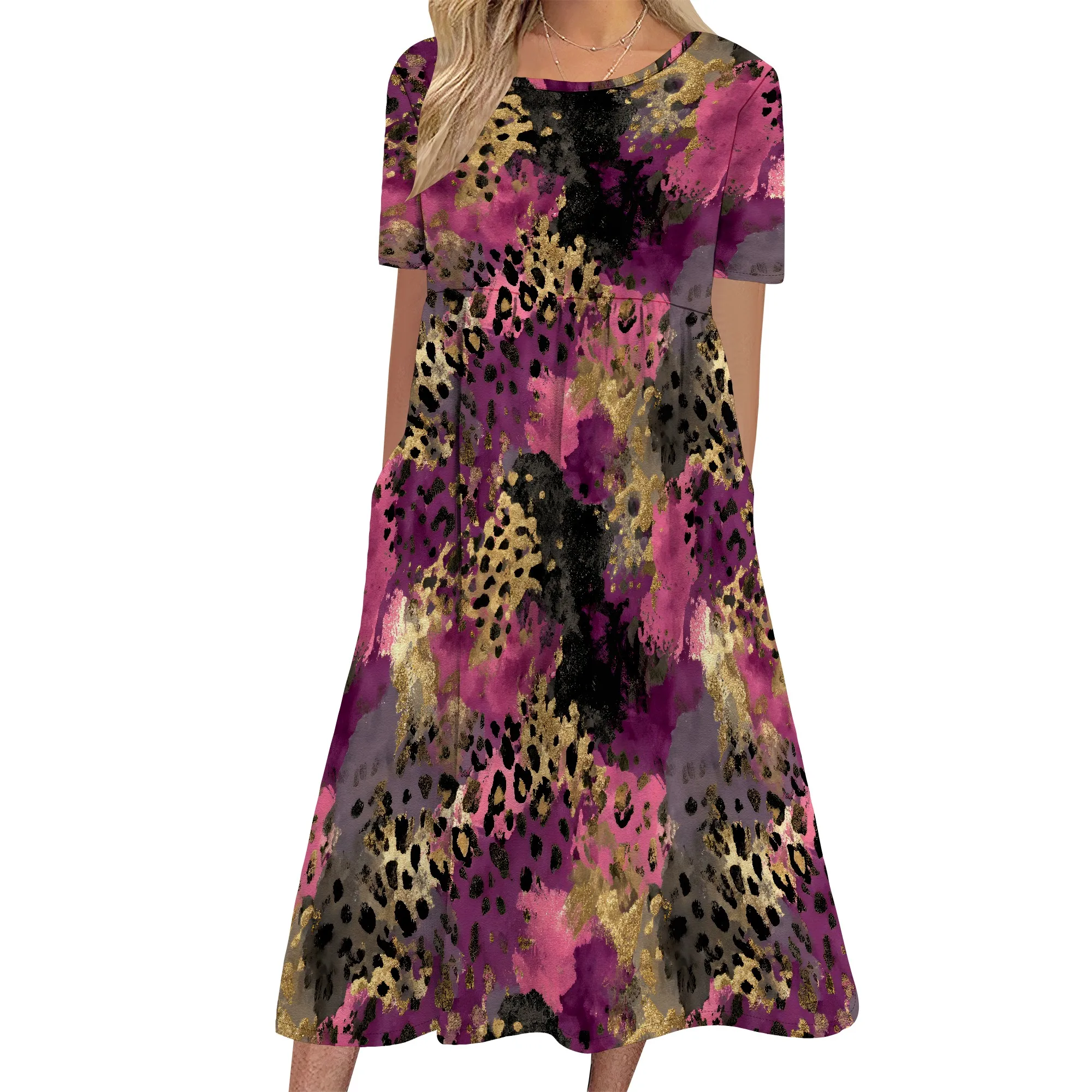 

Women's Half Sleeve Linen Maxi Dresses Casual Loose Plus Size Beach Dress for Women with Pockets