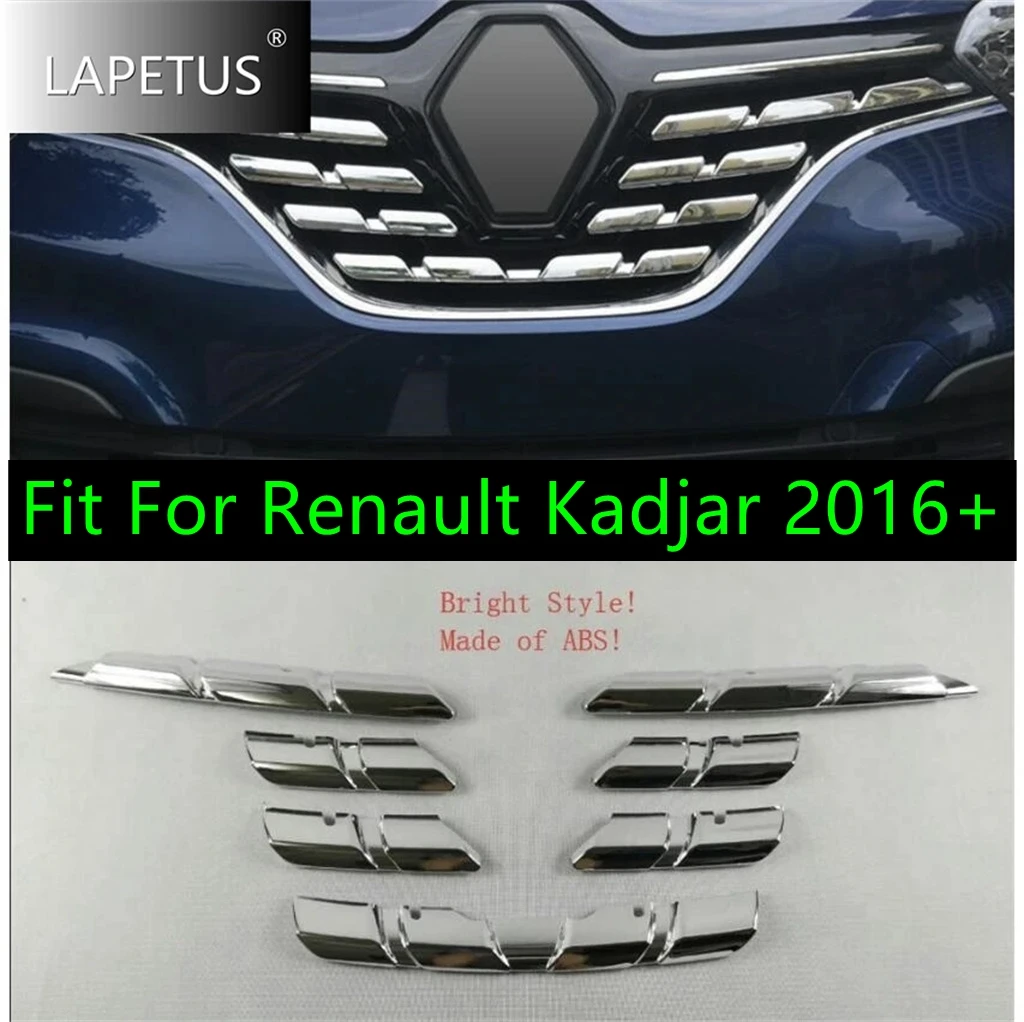 Chrome ABS Auto Front Face Grille Grill Lid Streamer Molding Cover Kit Trim Accessories Kit For Renault Kadjar 2016 2017 2018