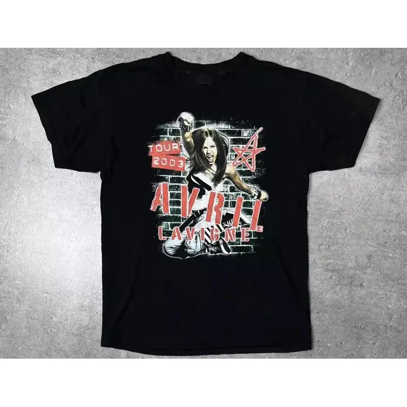 

Распродажа Vtg Avril Lavigne Tour 2003, черная футболка из плотного хлопка всех размеров