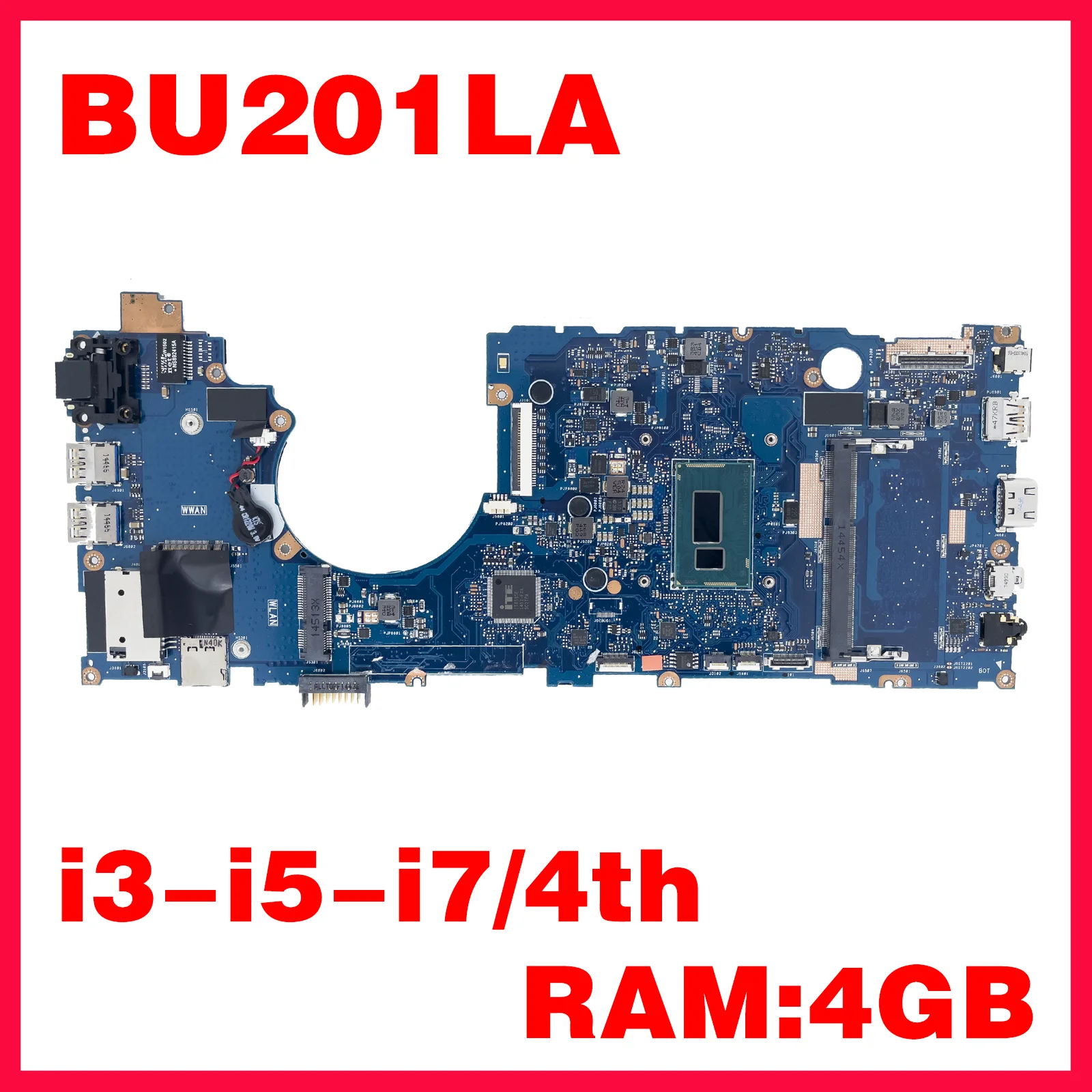 Dinzi BU201LA Notebook Mainboard untuk ASUS PRO BU201 BU201L BU201LA Laptop Motherboard dengan I7-4500U 4GB/RAM 100% Sepenuhnya Diuji