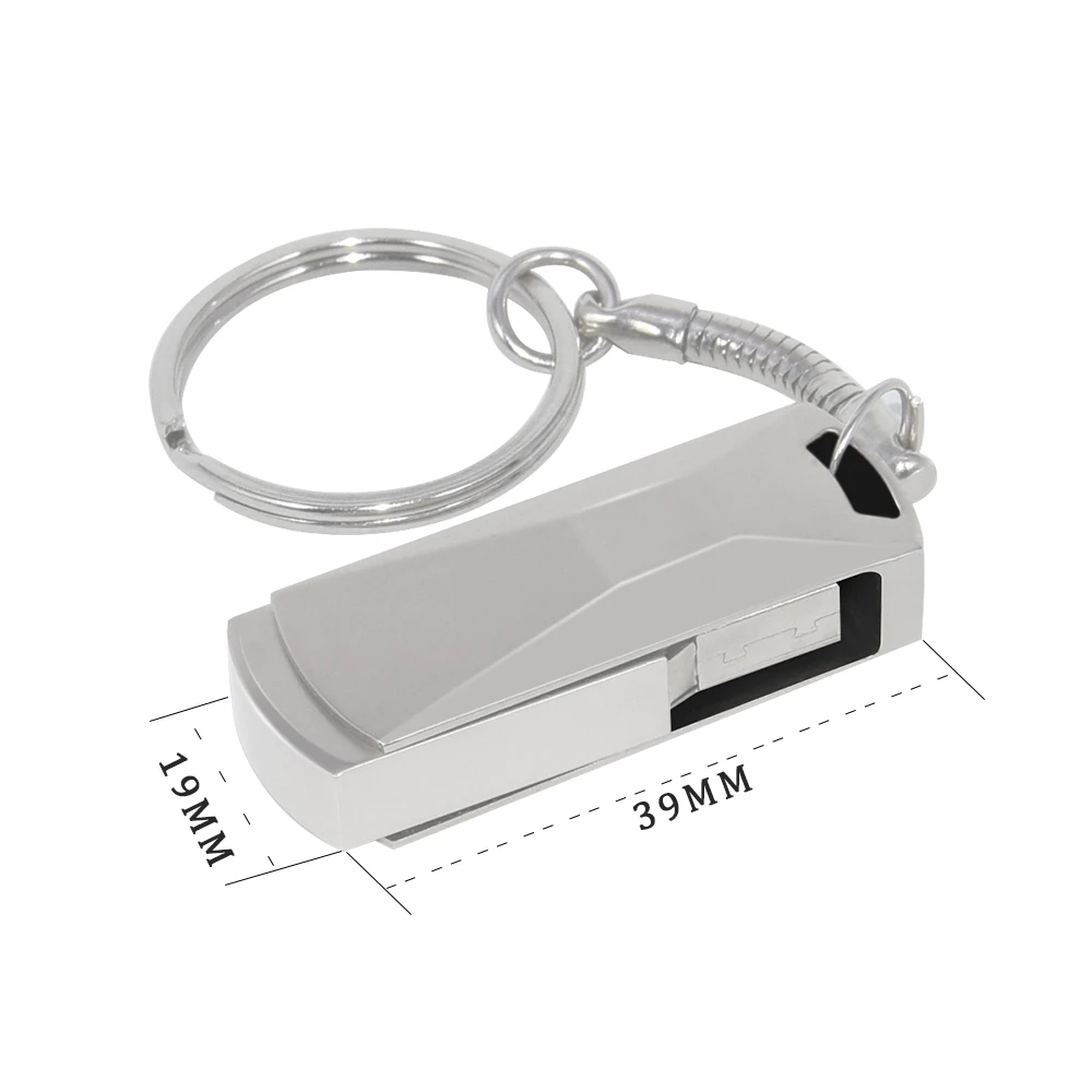 Rotatable Metal USB 3.0 Flash Drives 64GB Key Chain Pen Drive Silver Memory Stick Waterproof Storage Devices For Laptop