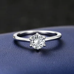 Huitan Classic 6 Claw Setting CZ Rings for Women Simple Elegant Bridal Wedding Rings Eternity Timeless Style Engagement Jewelry