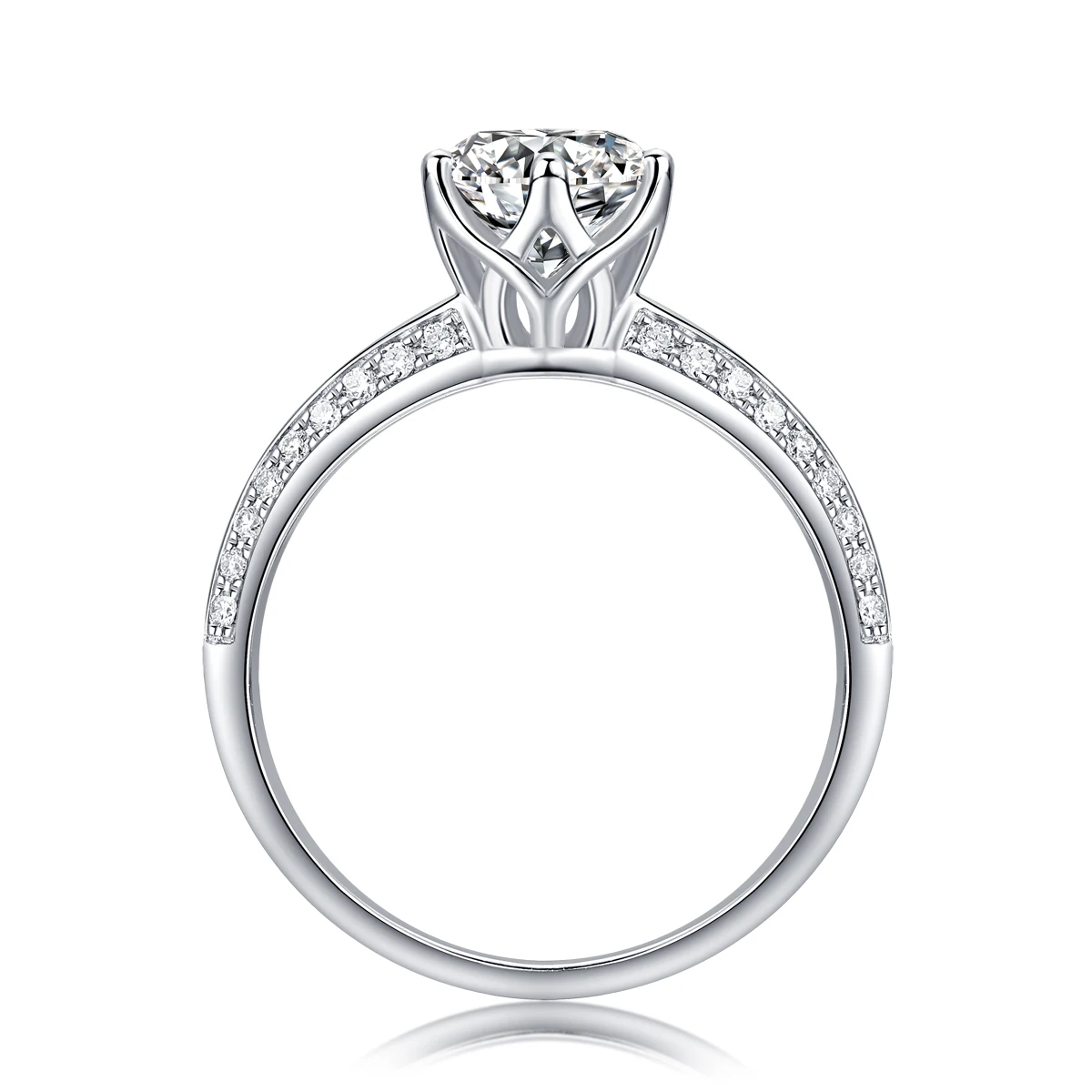 1 قطعة 1ct 2ct 3ct مويسانيتي خاتم 925 فضة 18K مطلية بالذهب مجوهرات هدية أنيقة للنساء تأتي مع شهادة GRA