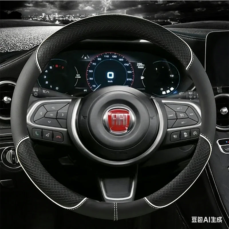 Leather Car Steering Wheel Cover 38cm 15