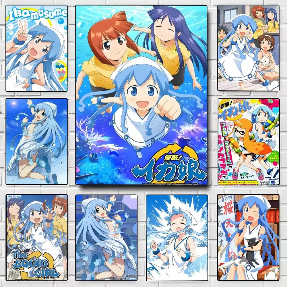 Anime Squid Girl Poster Modern Wall Art for Bedroom Living Room Cafe Bar Aesthetic Home Decor Gift