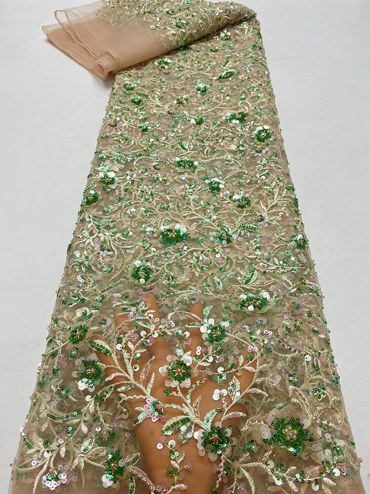 

Floral Lace Fabric Bead Embellished Dress Material Fabric Handmade DIY Home Sponge Pad Fiber Material