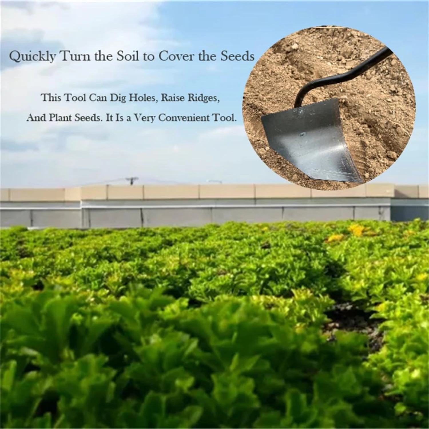 Soil Turning Hoe, Triangle Hoe Garden Tool, Hardened All-Steel Plow Ridging for Weeding Planting Digging Leveling Stain