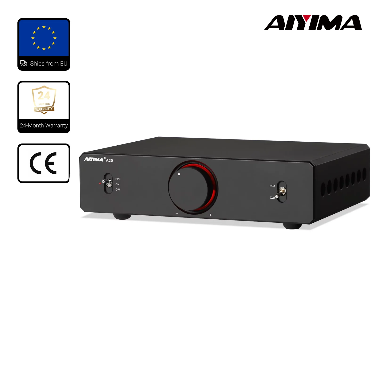 AIYIMA A20 PFFB Stereo-Leistungsverstärker TPA3255 HiFi 2.0 Audio-Verstärker 300Wx2 mit XLR/RCA Vollständig Symmetrischem Eingang HPF Hochpassfilter