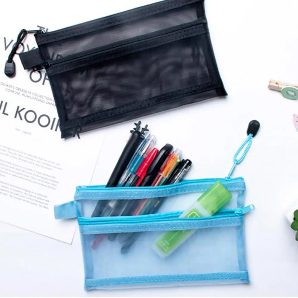 Solid Material File Storage Capacity Transparent Document Storage Bag with Zipper Closure Lanyard for Office Supplies Portable