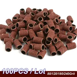 100 Pieces 80/120/180/240 Grit Nail Sanding Bands Professional Nail Manicure Great Fit for Nail Drill Bits for Acrylic Nails Set