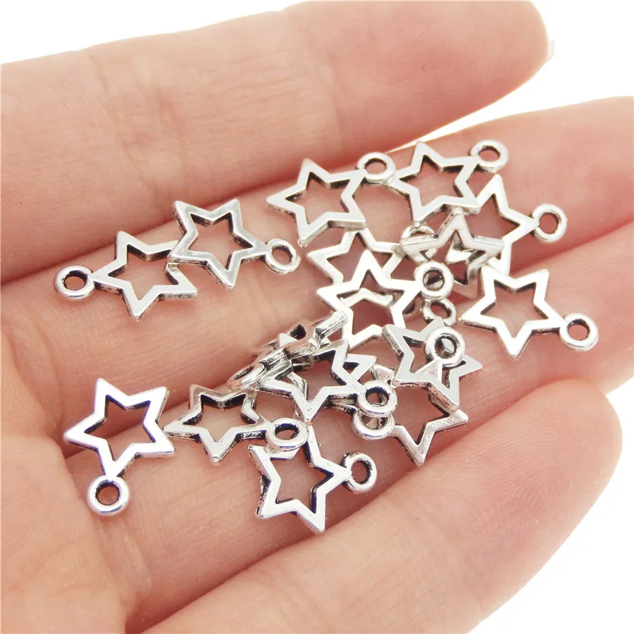 Graceangie 50pcs Mini Small Five-pointed Star Charms Antique Pendant Handmade Hanging Crafts Finding