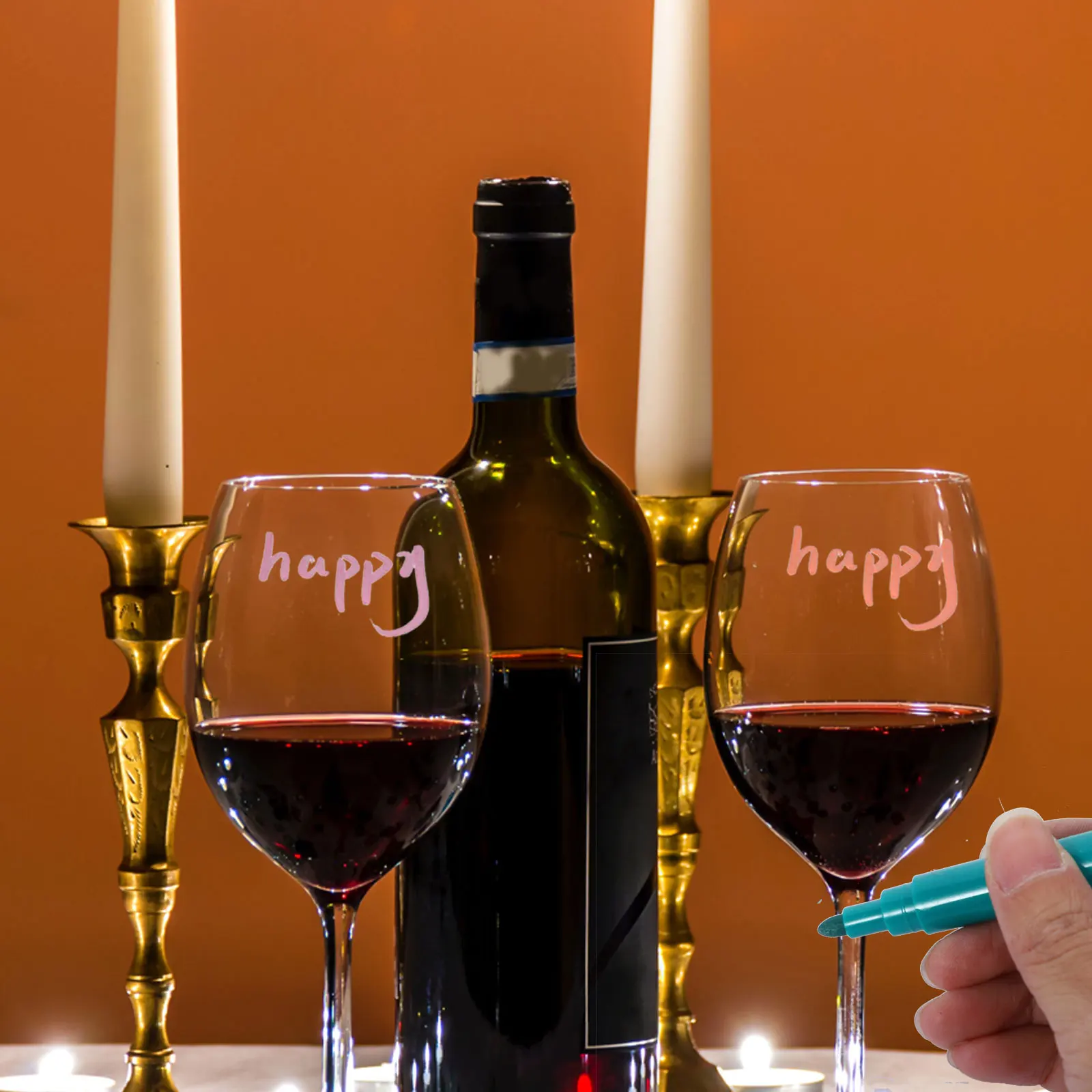 

8Pcs Wine Glass Markers Metallic Glitter Pens Washable Fast Drying for Drinking Glasses Craft Projects Personalized Name Tags