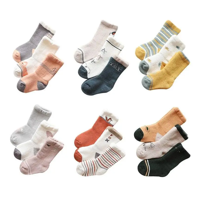 3 pairs Winter Thicken Newborn Baby Socks Toddler Baby Girls Boys Socks Soft Kids Children Socks Warm Clothes Accessories