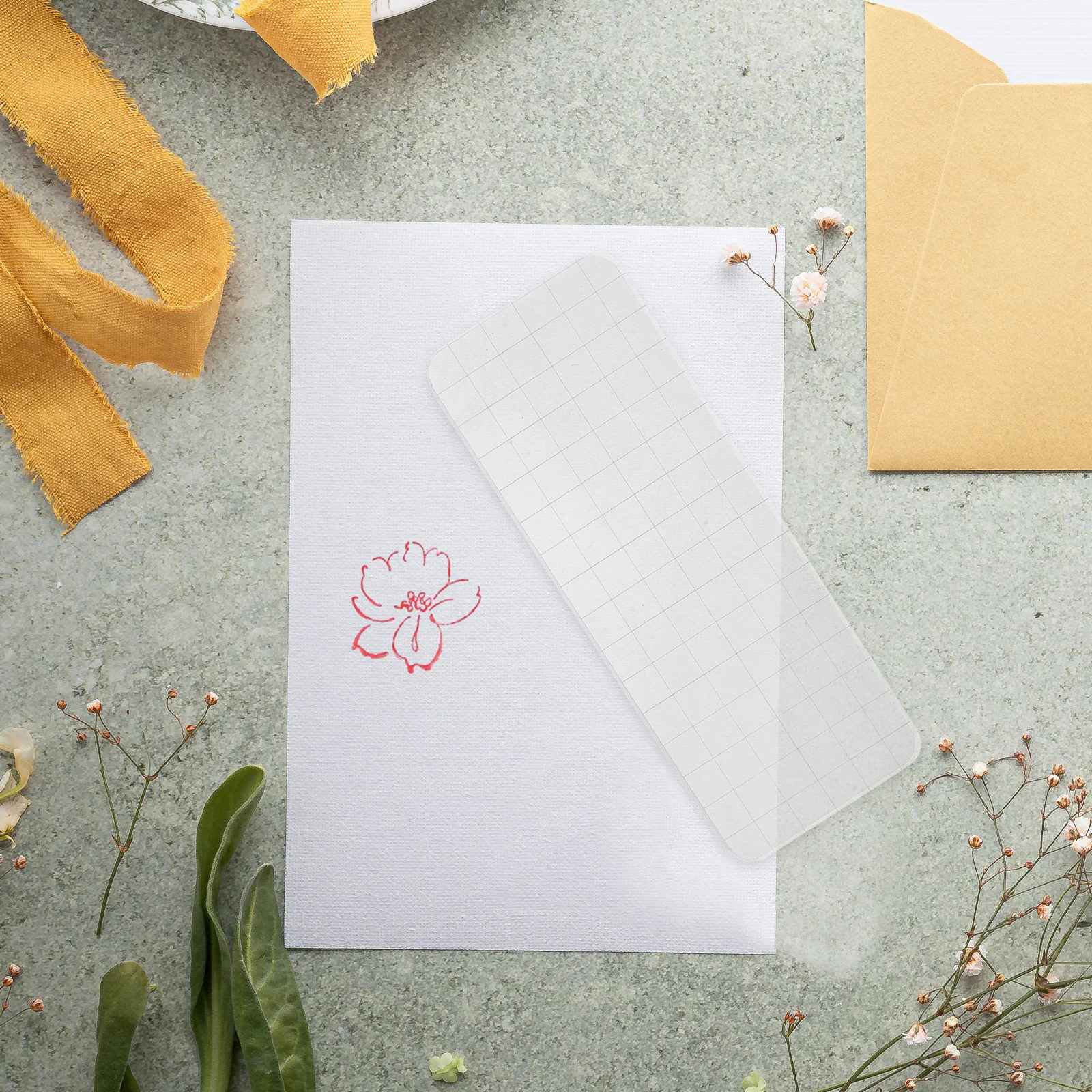 

6Pcs Stamp Block Tool Set Acrylic Clear Rectangle Stamping Blocks Grid Line for Scrapbooking Card Making Craft Supplies