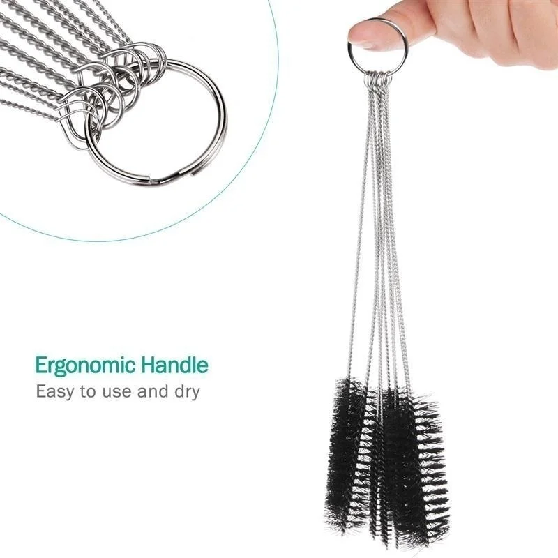 10pcs/set Multifunctional Portable Stainless Steel Household Bottle Brushes Cleaner Glass Washing Tube Cleaning Brush Set