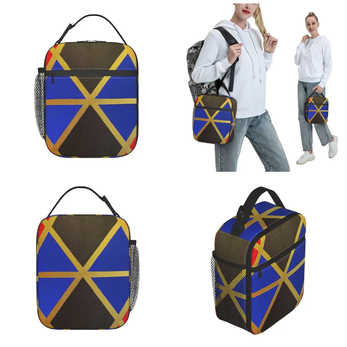 Borsa per il pranzo isolata con prodotto geometrico Ankara per la scuola borsa per la conservazione degli alimenti con scudo Ankara borsa termica a tenuta stagna Bento Box