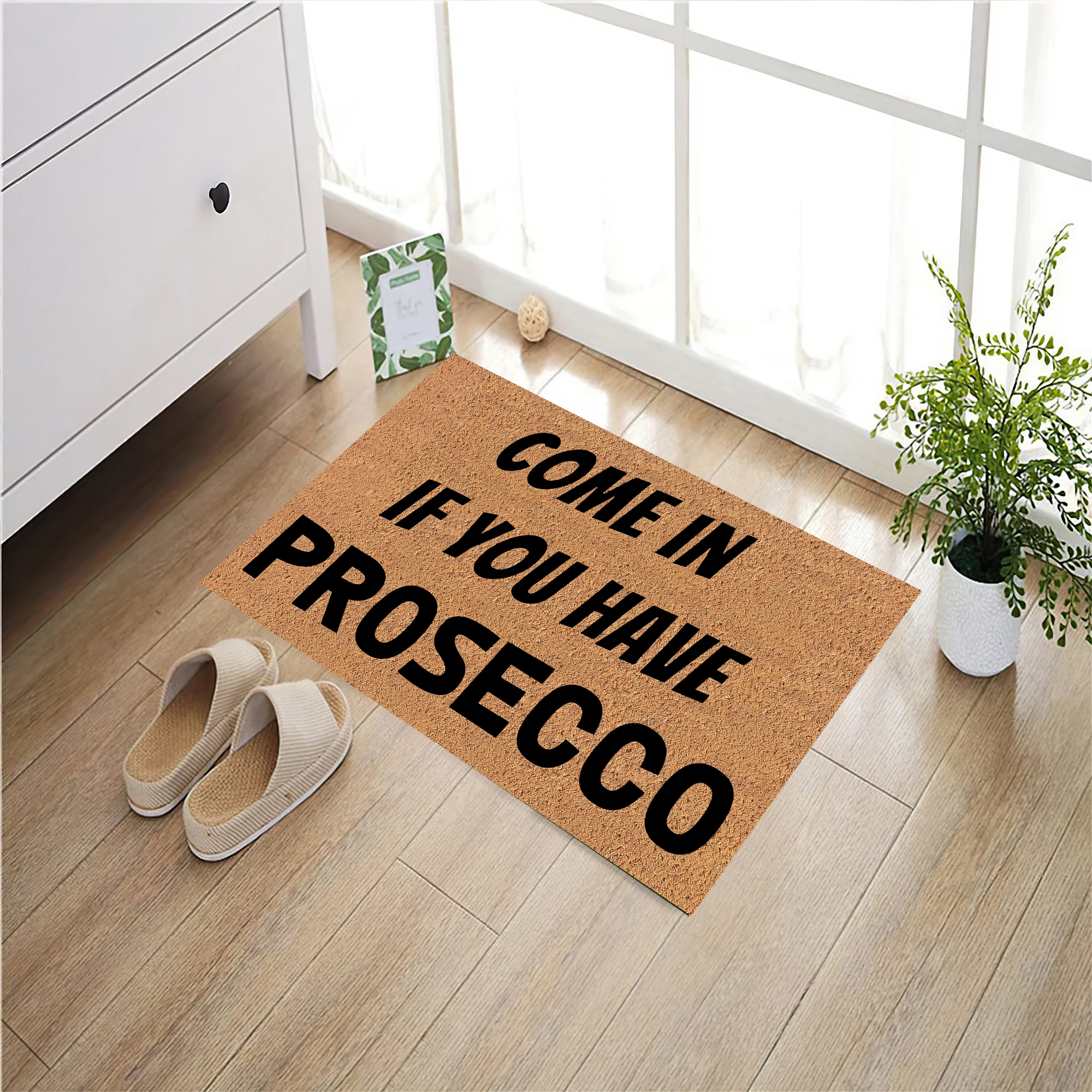 Come In If You Have Prosecco Doormat Non-Slip Washable Wine Lover Entrance Mat Alcohol Themed Indoor Outdoor Front Door Rug