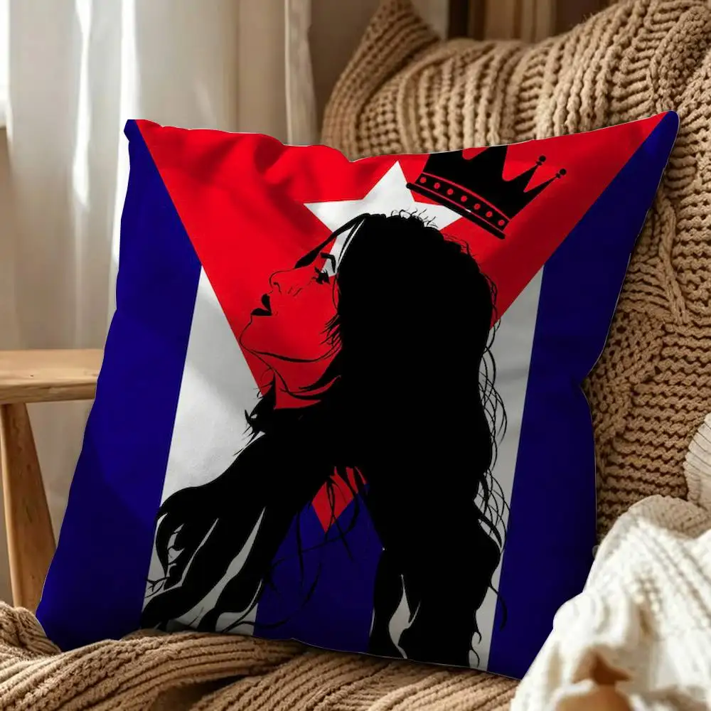 Flag Cuba Square Double-Sided Printed Pillow Case Sofa Cushion Cover Bedroom Bedside Decor