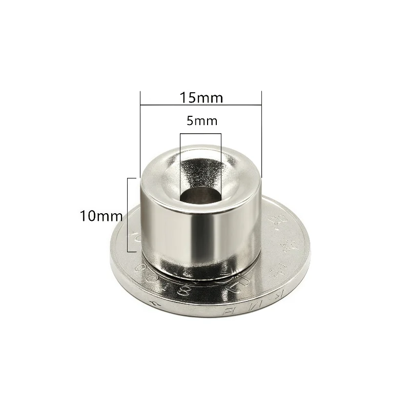 

10 pieces N52 High-strength countersunk hole magent Diameter 15 mm × Thickness 10mm - Hole diameter 5 mm