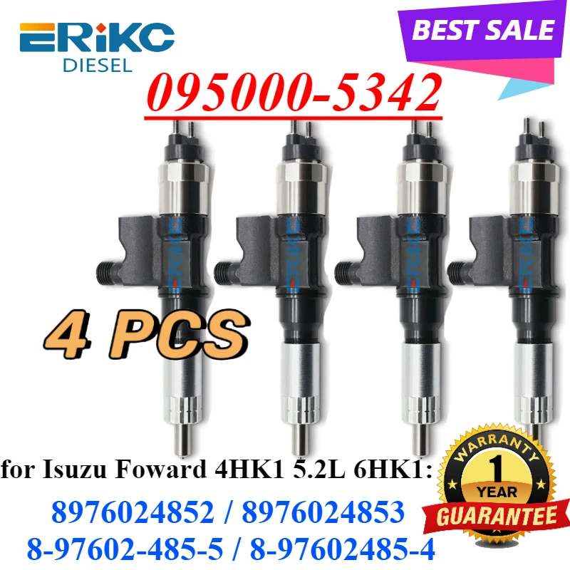 4PC 095000-5342 Common Rail Fuel Injector 8-97602485-5 095000-5340 Fuel Injection Pump Nozzle For Denso Isuzu Foward 4HK1 6HK1