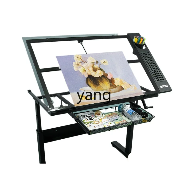 Yjq Adjustable Painting Table Workbench Glass Folding Inclined Desktop Painting Table Art Workbench Drawing Painting Desk